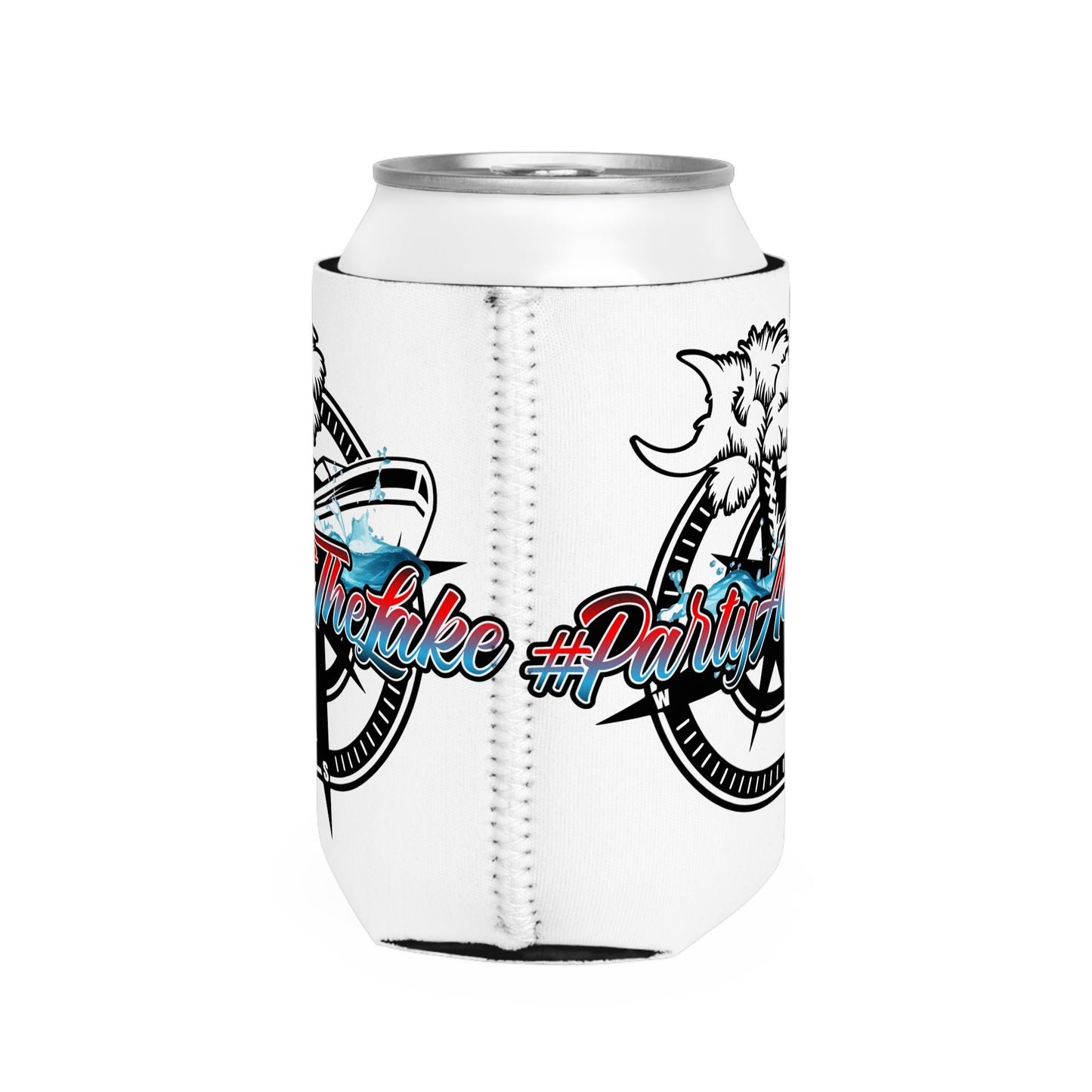 #PartyAtTheLake Can Cooler Sleeve - Fun Beach Vibe for Summer Gatherings