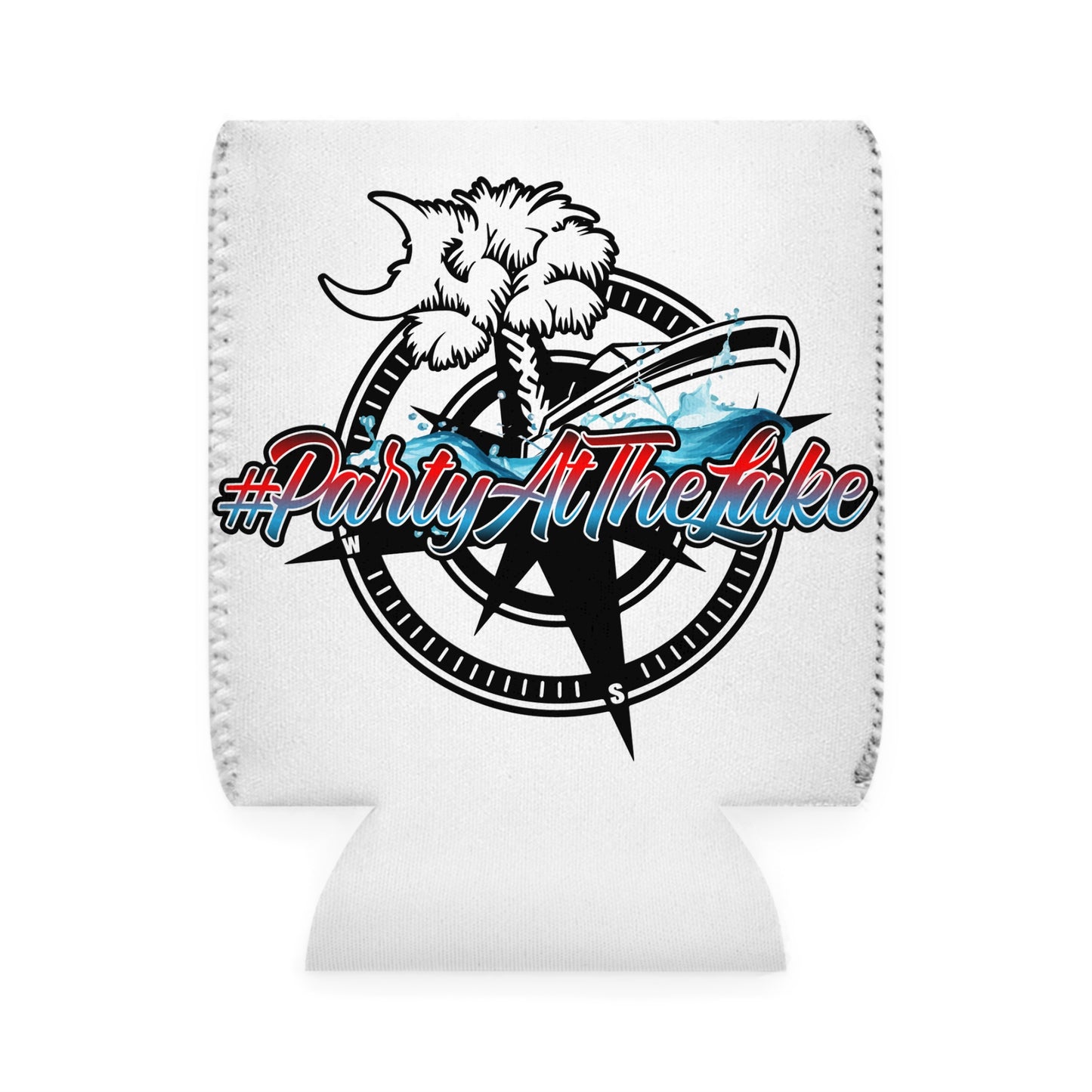#PartyAtTheLake Can Cooler Sleeve - Fun Beach Vibe for Summer Gatherings