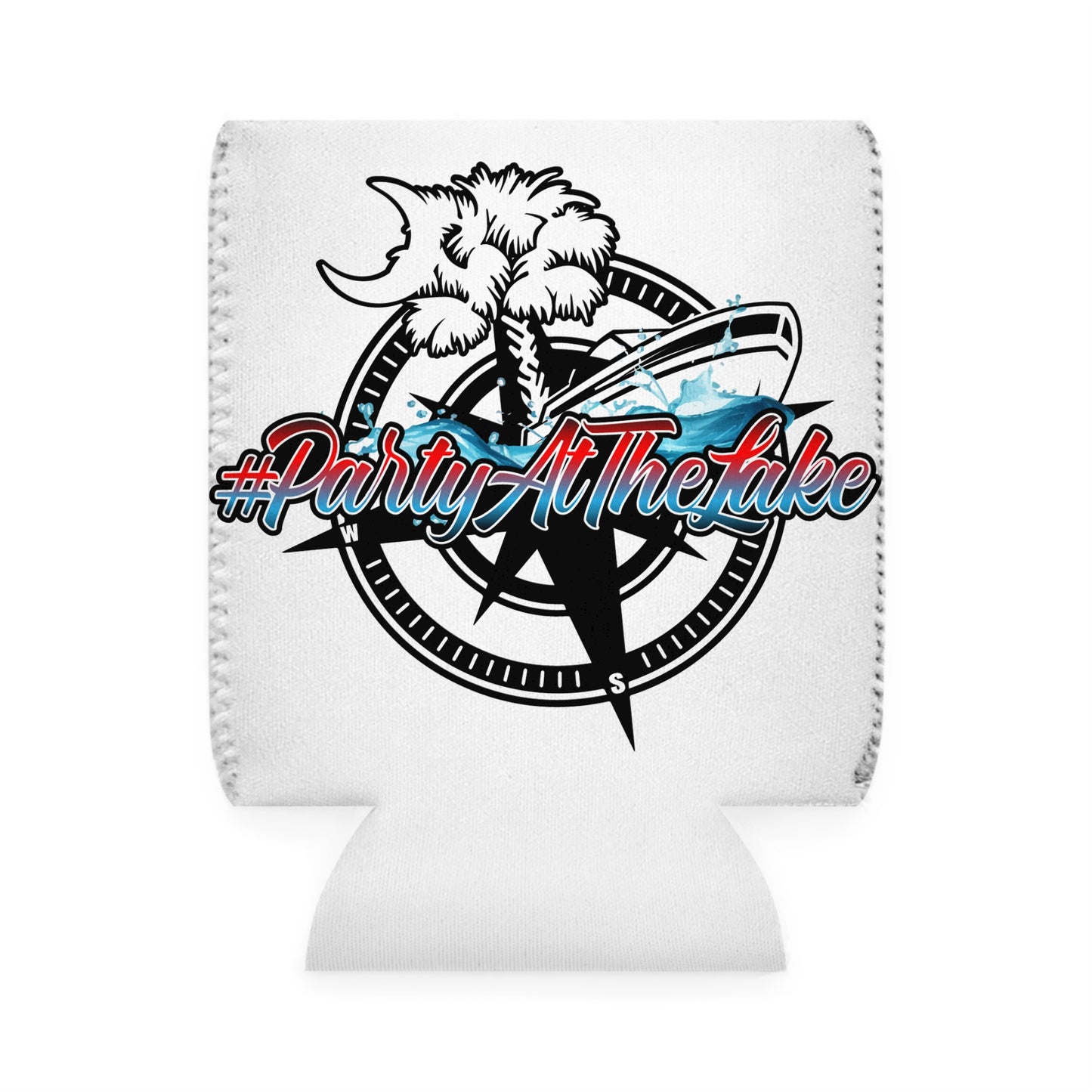 #PartyAtTheLake Can Cooler Sleeve - Fun Beach Vibe for Summer Gatherings