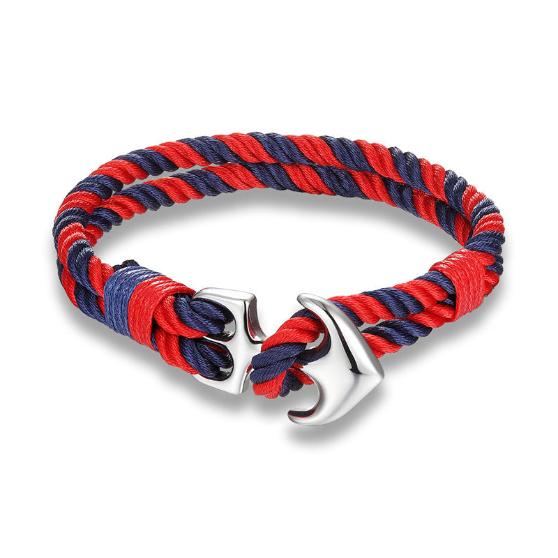 High Quality Anchor Bracelets Men Charm Nautical Survival Rope Chain Paracord Bracelet Male Wrap Metal Sport Hooks
