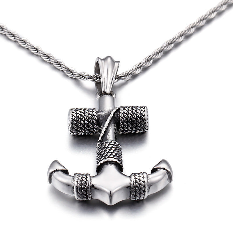 Distressed Boat Anchor Pendant Accessories Men's Necklace
