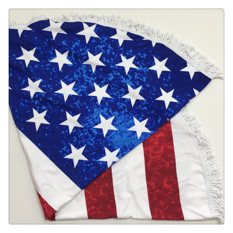 150 * 150 CM American flag printed beach mat