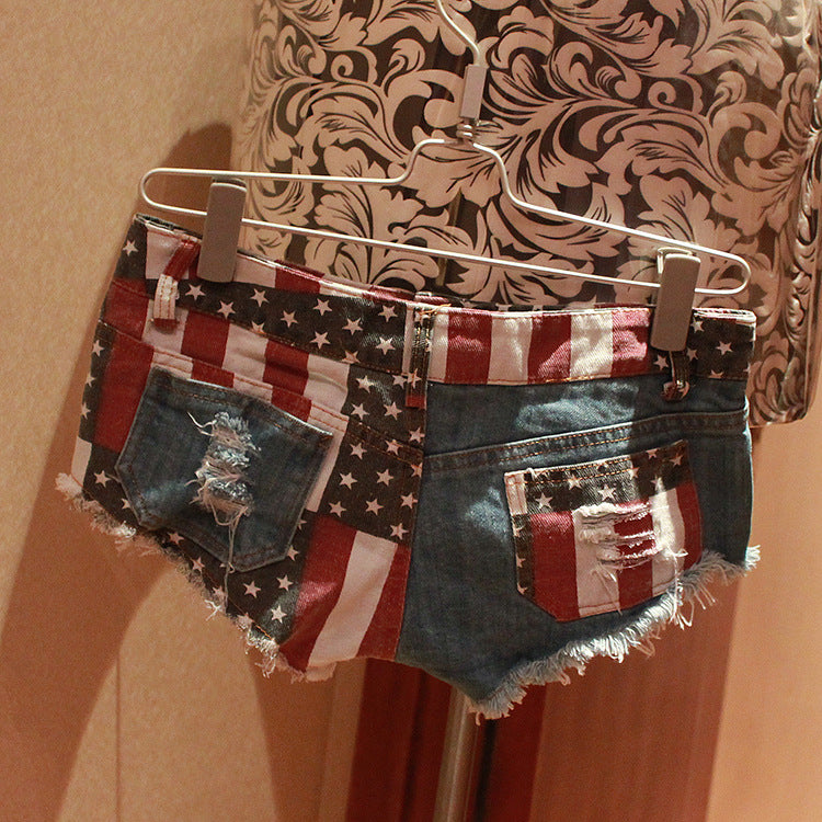 American Flag Patterned Mini Pants